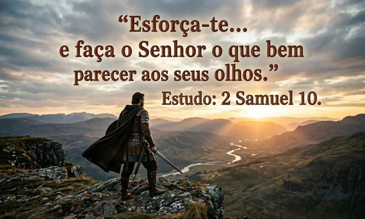 Representação de Joabe encorajando o exército em 2 Samuel 10:12: Esforça-te e faça o Senhor o que bem parecer